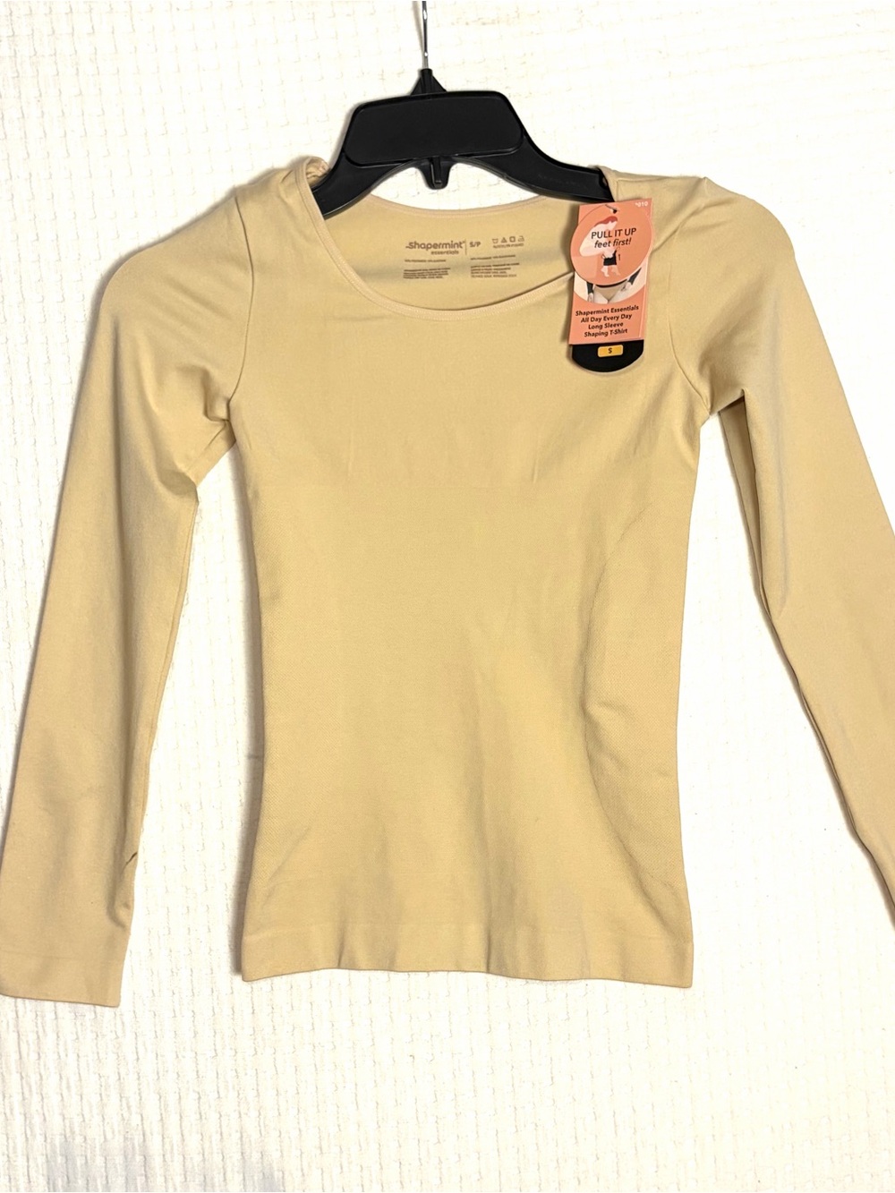 NEW Shapermint All Day Everyday Long Sleeve Shaping Shirt Size S Tan Nude